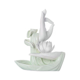 Maxbell Ceramic Buddha Hand Backflow Incense Holder Exquisite Workmanship Elegant White Flower Cyan
