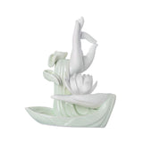 Maxbell Ceramic Buddha Hand Backflow Incense Holder Exquisite Workmanship Elegant White Flower Cyan