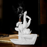 Maxbell Ceramic Buddha Hand Backflow Incense Holder Exquisite Workmanship Elegant White Flower White