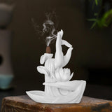 Maxbell Ceramic Buddha Hand Backflow Incense Holder Exquisite Workmanship Elegant White Flower White