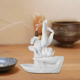 Maxbell Ceramic Buddha Hand Backflow Incense Holder Exquisite Workmanship Elegant White Flower White