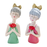 Maxbell Girls Resin Statues Figurine Sculptures Decoration Porch Creative Figure Green