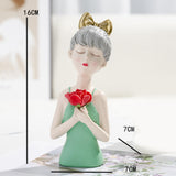 Maxbell Girls Resin Statues Figurine Sculptures Decoration Porch Creative Figure Green