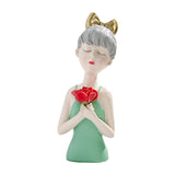 Maxbell Girls Resin Statues Figurine Sculptures Decoration Porch Creative Figure Green