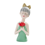 Maxbell Girls Resin Statues Figurine Sculptures Decoration Porch Creative Figure Green