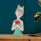 Maxbell Girls Resin Statues Figurine Sculptures Decoration Porch Creative Figure Green
