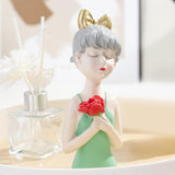 Maxbell Girls Resin Statues Figurine Sculptures Decoration Porch Creative Figure Green