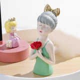 Maxbell Girls Resin Statues Figurine Sculptures Decoration Porch Creative Figure Green
