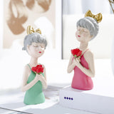 Maxbell Girls Resin Statues Figurine Sculptures Decoration Porch Creative Figure Pink