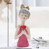 Maxbell Girls Resin Statues Figurine Sculptures Decoration Porch Creative Figure Pink