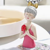 Maxbell Girls Resin Statues Figurine Sculptures Decoration Porch Creative Figure Pink