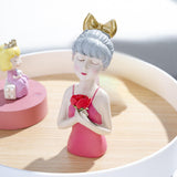 Maxbell Girls Resin Statues Figurine Sculptures Decoration Porch Creative Figure Pink