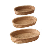 Maxbell Rattan Serving Tray Fruit Basket Food Organizer for Bread Vegetables Drink 20cmx12cmx4cm