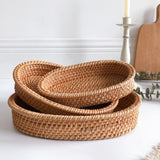 Maxbell Rattan Serving Tray Fruit Basket Food Organizer for Bread Vegetables Drink 20cmx12cmx4cm