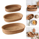 Maxbell Rattan Serving Tray Fruit Basket Food Organizer for Bread Vegetables Drink 20cmx12cmx4cm
