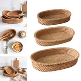 Maxbell Rattan Serving Tray Fruit Basket Food Organizer for Bread Vegetables Drink 20cmx12cmx4cm