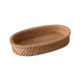 Maxbell Rattan Serving Tray Fruit Basket Food Organizer for Bread Vegetables Drink 20cmx12cmx4cm