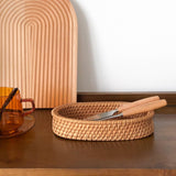 Maxbell Rattan Serving Tray Fruit Basket Food Organizer for Bread Vegetables Drink 20cmx12cmx4cm