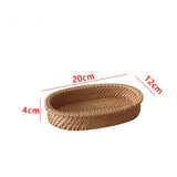 Maxbell Rattan Serving Tray Fruit Basket Food Organizer for Bread Vegetables Drink 20cmx12cmx4cm
