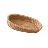 Maxbell Rattan Serving Tray Fruit Basket Food Organizer for Bread Vegetables Drink 24cmx15cmx4.5cm