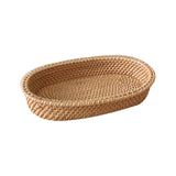 Maxbell Rattan Serving Tray Fruit Basket Food Organizer for Bread Vegetables Drink 24cmx15cmx4.5cm