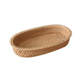 Maxbell Rattan Serving Tray Fruit Basket Food Organizer for Bread Vegetables Drink 24cmx15cmx4.5cm