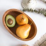 Maxbell Rattan Serving Tray Fruit Basket Food Organizer for Bread Vegetables Drink 24cmx15cmx4.5cm