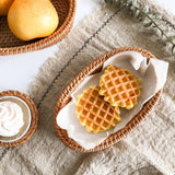Maxbell Rattan Serving Tray Fruit Basket Food Organizer for Bread Vegetables Drink 24cmx15cmx4.5cm