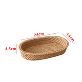 Maxbell Rattan Serving Tray Fruit Basket Food Organizer for Bread Vegetables Drink 24cmx15cmx4.5cm