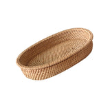 Maxbell Rattan Serving Tray Fruit Basket Food Organizer for Bread Vegetables Drink 27cmx17cmx5cm