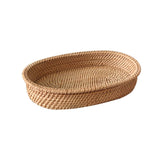 Maxbell Rattan Serving Tray Fruit Basket Food Organizer for Bread Vegetables Drink 27cmx17cmx5cm