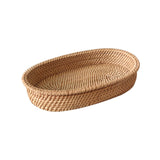 Maxbell Rattan Serving Tray Fruit Basket Food Organizer for Bread Vegetables Drink 27cmx17cmx5cm