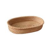 Maxbell Rattan Serving Tray Fruit Basket Food Organizer for Bread Vegetables Drink 27cmx17cmx5cm
