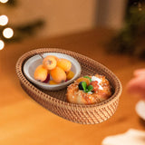 Maxbell Rattan Serving Tray Fruit Basket Food Organizer for Bread Vegetables Drink 27cmx17cmx5cm