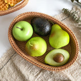Maxbell Rattan Serving Tray Fruit Basket Food Organizer for Bread Vegetables Drink 27cmx17cmx5cm