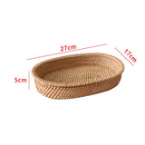 Maxbell Rattan Serving Tray Fruit Basket Food Organizer for Bread Vegetables Drink 27cmx17cmx5cm