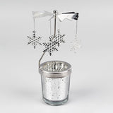 Maxbell Rotating Candle Holder Centerpieces Tealight Holders Tray Ornament for Party Snowflake
