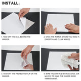 Maxbell 4Pcs Wall Mirror Tiles Mirror Wall Sticker for Door Bathroom Wall Decor 10cmx10cm