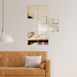 Maxbell 4 Pieces Wall Stickers Mirror Wall Mirror Tiles Sticky for Background Gym 15cmx25cm