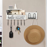 Maxbell Wall Mounted Key Holder Hooks Rack Hallway Kitchen Hat Wooden Mail Organizer