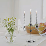 Maxbell Candle Holder Tealight Holders 3 Arms Candlestick for Home Decor Ornament Argent
