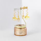 Maxbell Elegant Rotating Candlestick Tealight Holder for Fireplace Home Decoration Elk Aureate