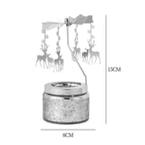 Maxbell Elegant Rotating Candlestick Tealight Holder for Fireplace Home Decoration Elk Argent