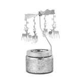 Maxbell Elegant Rotating Candlestick Tealight Holder for Fireplace Home Decoration Elk Argent