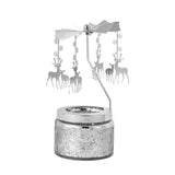 Maxbell Elegant Rotating Candlestick Tealight Holder for Fireplace Home Decoration Elk Argent
