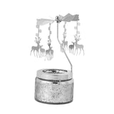 Maxbell Elegant Rotating Candlestick Tealight Holder for Fireplace Home Decoration Elk Argent