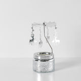 Maxbell Elegant Rotating Candlestick Tealight Holder for Fireplace Home Decoration Elk Argent