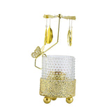 Maxbell Metal Rotating Candlestick Tealight Holder for Festival Fireplace Decor Leaves