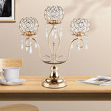 Maxbell Crystal Candle Holder 3 Arms Tea Light Holders for Wedding Home Decor Gift