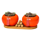 Maxbell Persimmon Storage Tank with Cover Containers Tea Cans Desktop Decorative style C